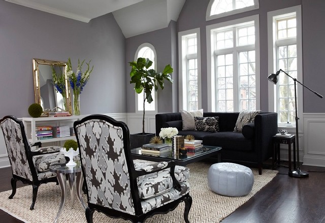 Black, white and grey living room.