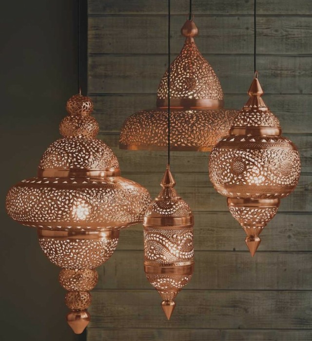 Bright Copper Moroccan Hanging Lamp