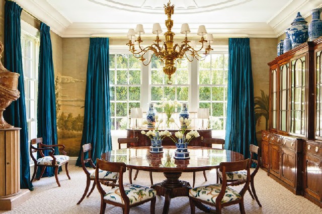 Handcrafted heritage Home Designs luxury furniture and light design Theodore Alexander's Althorp Patent Jupe Table