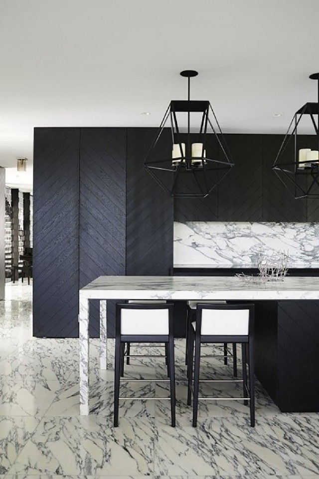 Elegant Contemporary Home Design Ideas by G Natale Black details in this kitchen