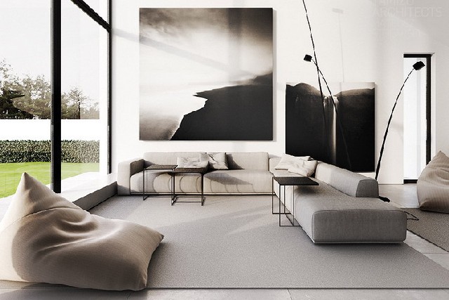 Top 50 modern floor lamps Single-family house interior design, Warsaw by TAMIZO ARCHITECTS