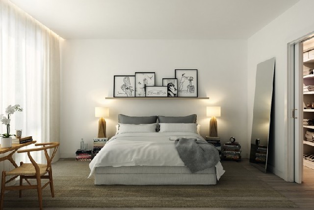 15 scandinavian bedrooms that will blow you away prop some pictures on the headboard above the bed