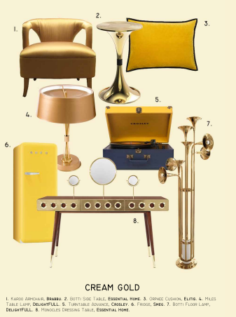 Mid-century Home Design Ideas: Cream Gold