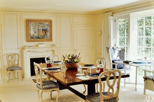 The dining room of the late Bunny Mellon’s home, at Oyster Harbors ...