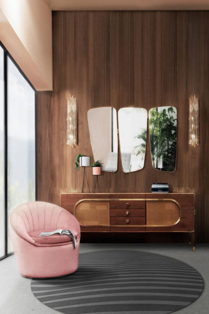 The lean details on this armchair convey a more feminine and classy