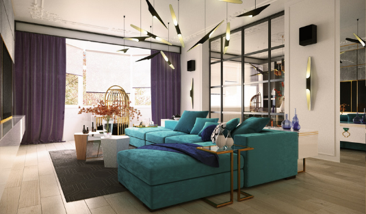 Charming Blue Apartment Design With Stunning Details_feat